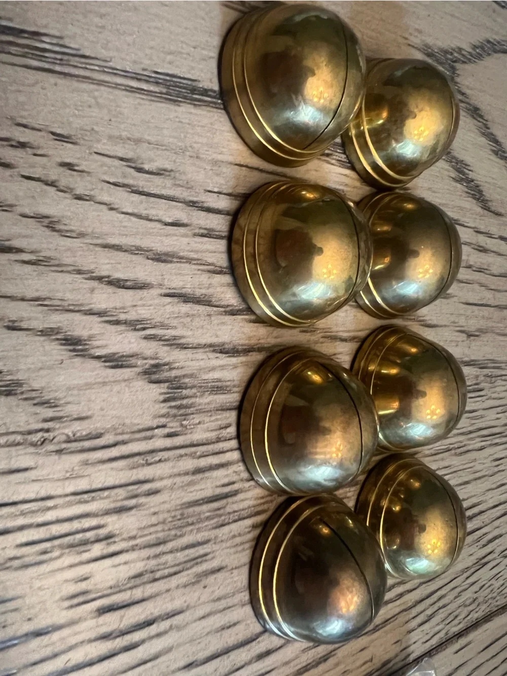 Set of 8 Vintage Brass Dome style Place card holders with white place cards